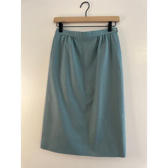 Vintage 1960's Pendleton 100% Wool Twee Retro Glam Skirt Suit Set Blue Size 8 P - Picture 9 of 14